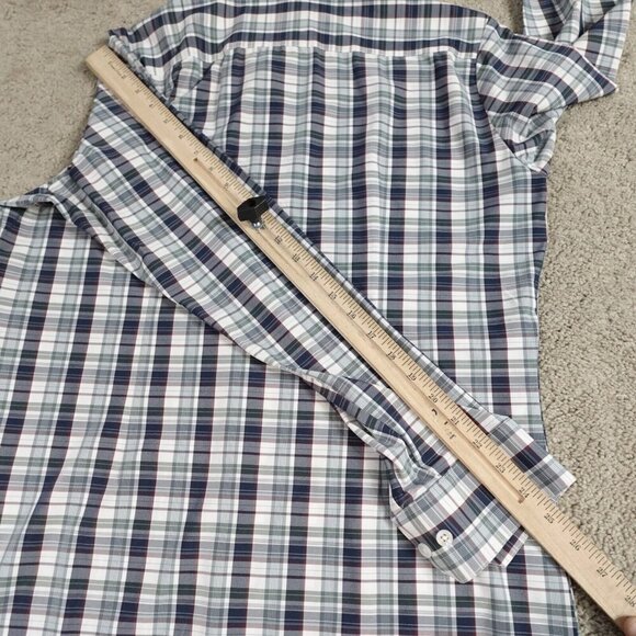 Mizzen + Main Shirt Medium Blue Plaid Trim Fit Performance Leeward USA Made - Picture 7 of 8